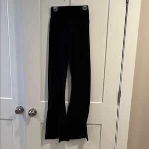 Women's Black Boot Cut Pants, cross band, wide flare